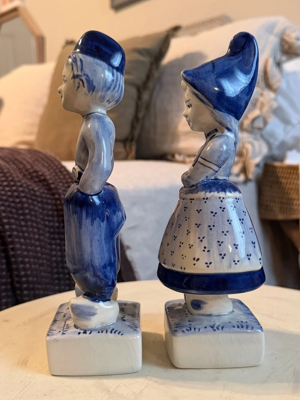 Rare VTG Deifts Delft Blue Dutch Boy & Girl Figurines Pair Hand Painted Holland